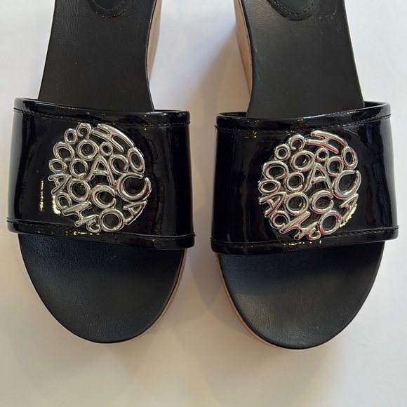 Coach Judith Patent Leather Cork Wedge Slide with Silver Accents by size 9.5 B - Picture 2 of 11